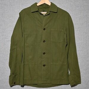 Wallace & Barnes Chore Coat Mens Linen Cotton Canvas XS Olive Green